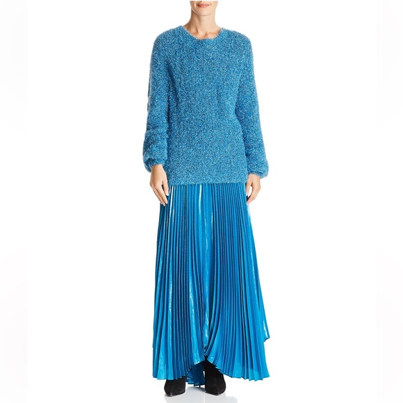 Alice + Olivia Blue Metallic Pleated Skirt - Size 6 - Picture 4 of 9